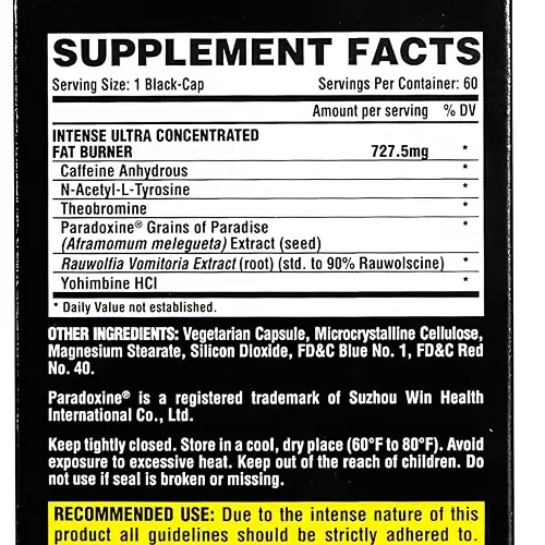 tabla nutricional del lipo 6 black intense ultra concentrate