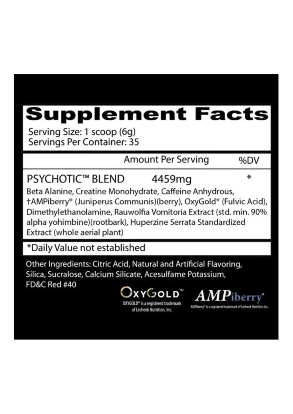 TABLA NUTRICIONAL PSYCHOTIC RED O ROJO