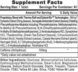 TABLA NUTRICIONAL DEL LIPODRENE DE 100 CAPSULAS