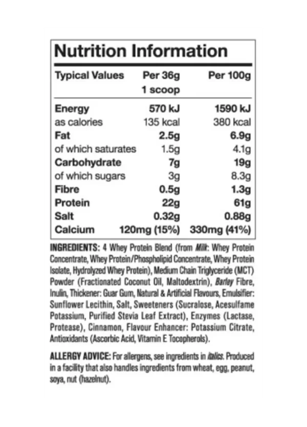 TABLA NUTRICIONAL mutant whey de 2lb , 5lb , 10 lb