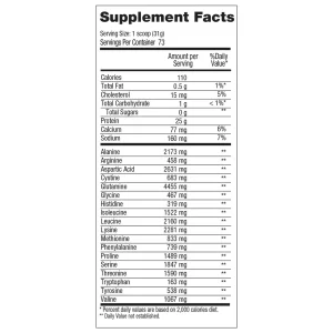 TAbla nutricional de la proteina isolate de lab nutrition 0 WHEY PROTEIN ISOLATE 100% HYDROLYZED