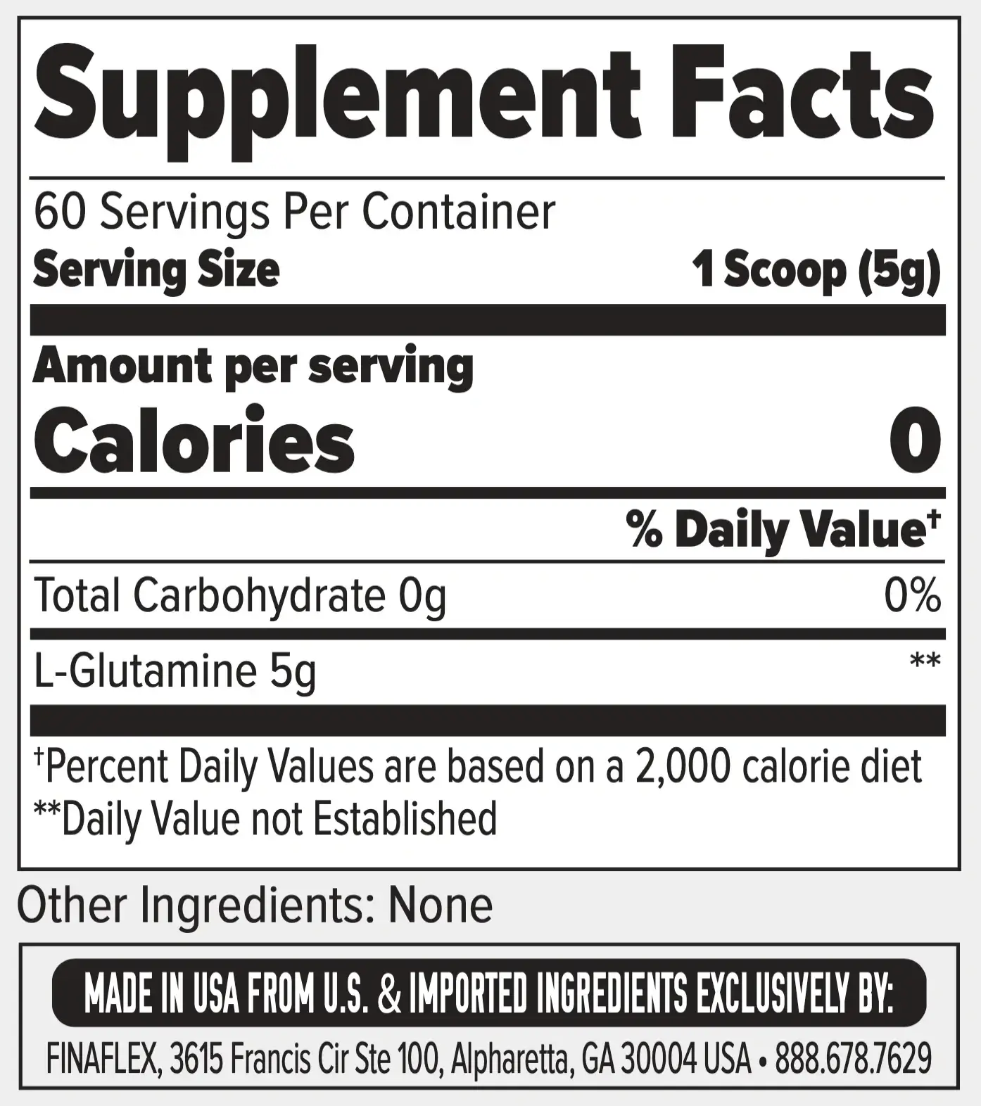 TABLA NUTRICIONAL PURE GLUTAMINA FINAFLEX